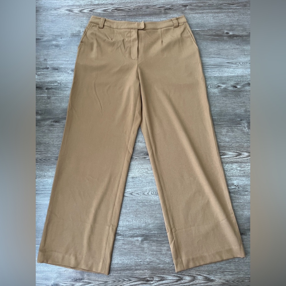St‎ John Sport Wide Leg Pants Womens 10 Brown High Waist Full Length